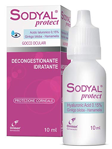 Sodyal Protect Gocce Oculari, con Acido Ialuronico, Ginkgo biloba ed Hamamelis - 10 ml