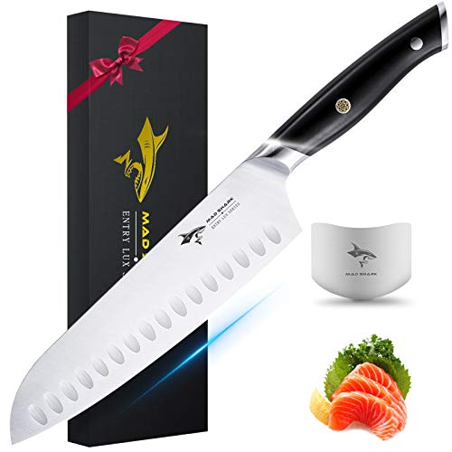 Coltello Santoku - Coltello da Cucina MADKARK PRO da 8 Pollici Coltello Santoku, Miglior Coltello Tedesco in Acciaio Inossidabile ad Alto Tenore di Carbonio con Impugnatura Ergonomica, Ultra Affilato