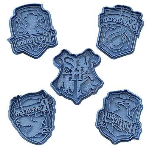 Cuticuter Hogwarts - Set di stampi per biscotti, motivo Harry Potter, blu, 16 x 14 x 1,5 cm, 5 pezzi