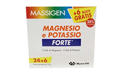 Massigen, Magnesio e Potassio Forte, Integratore 24+6 Bustine
