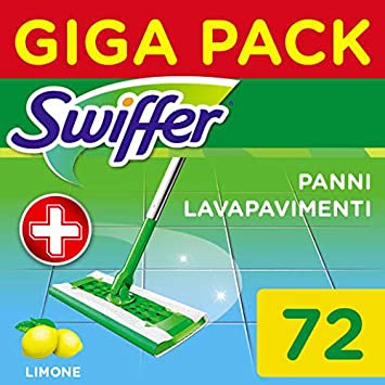 Swiffer Wet Panni Umidi Lavapavimenti per Scopa, Maxi Formato 72 Pezzi, 3 Confezioni da 24 Panni