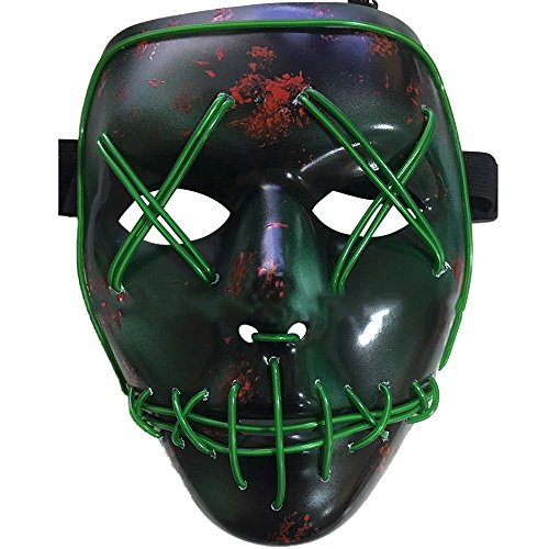 Knowing LED Adulti Maschere Without Battery con 4 modalità per Halloween Carnevale Natale Cosplay Feste (Verde)