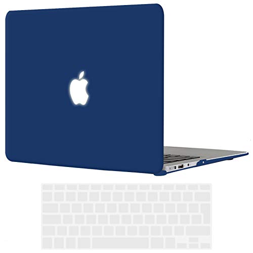 TECOOL Custodia MacBook Air 13 Case 2010-2017 (Modello: A1466 / A1369), Plastic Case Cover Rigida Copertina con Copertura della Tastiera in Silicone per MacBook Air 13.3 Pollici - Blu Navy