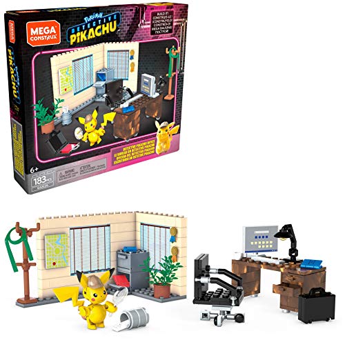 Mega Construx GGK26-Detective Pikachu's Office, Detective Pikachu Movie Line, Multicolore, GGK26, 183 pezzi