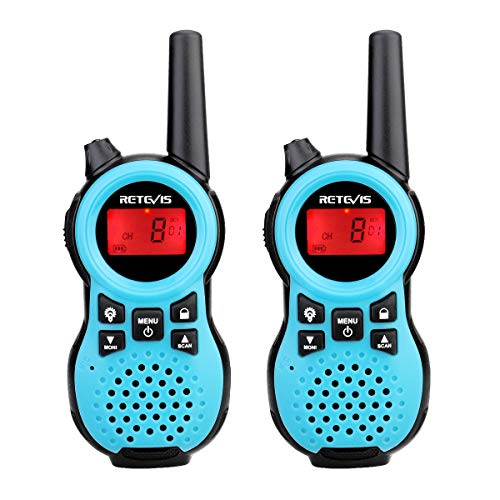 Retevis RT638 Walkie Talkie Bambini, Ricetrasmittenti Bambini, Giocattoli Regali per Bambini di 4-12 Anni, Torcia VOX, Wolki Toki Bambini per Escursioni in Campeggio e Avventura (Blu, 1 Paio)