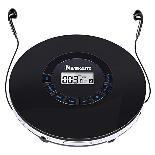 NAVISKAUTO Lettore CD Portatile con cuffie e batteria ricaricabile,18 Ore di autonomia, Antiurto, supporta CD, MP3, CD-R, CD-RW, AUX, EXTRA BASSO, AUDIOLIBRI