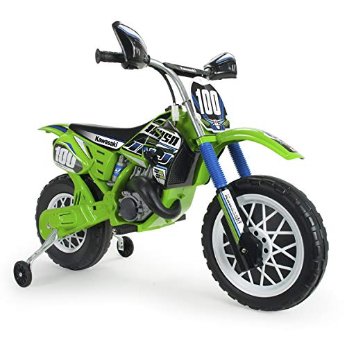 INJUSA - Moto da cross Kawasaki a batteria, colore verde, taglia unica (6775)