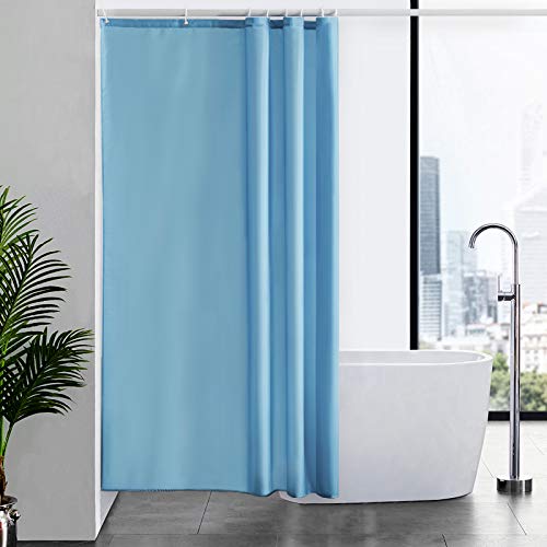 Furlinic Tende Doccia Anti-Muffa Tessuto in Poliestere Azzurro Tende Doccia Angolare Impermeabile Lavabile Tenda Vasca da Bagno con 8 Ganci Tenda Doccia 120x200cm.