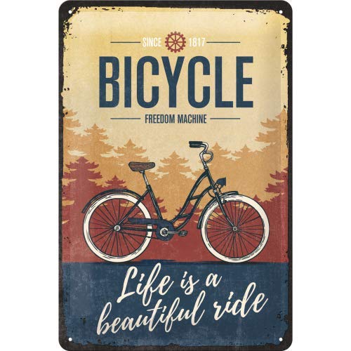 Nostalgic-Art Targa Vintage Achtung – Bicycle – Beautiful Ride – Idea regalo per ciclisti, in metallo, Design retro per decorazione, 20 x 30 cm