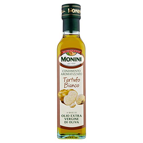 Monini Aromatizzato Tartufo Bianco Condimento a Base di Olio Extra Vergine di Oliva - 1 Bottiglia da 250 ml