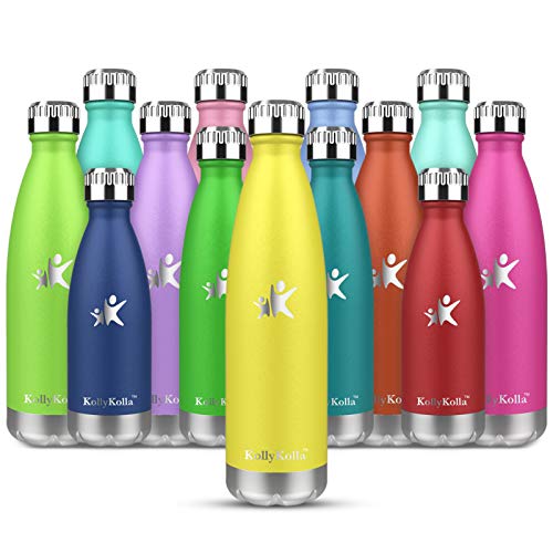 KollyKolla Bottiglia Acqua, Borraccia Termica in Acciaio Inox - 350ml,500ml,650ml,750ml - Bottiglia Bambini Doppia Parete Isolato a Vuoto, Bottiglie Sports Senza BPA per, Ufficio, Yoga, Ciclismo