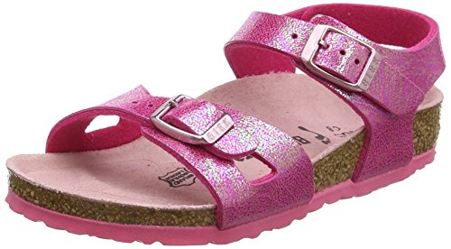 Birkenstock Rio, Sandali con Cinturino alla Caviglia Bambina, Rosa (Reflections Raspberry), 27 EU