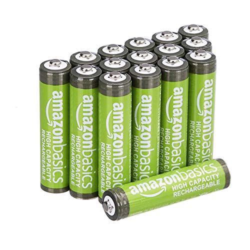 AmazonBasics - Batterie AAA ricaricabili, ad alta capacità, 850 mAh (confezione da 16), pre-caricate