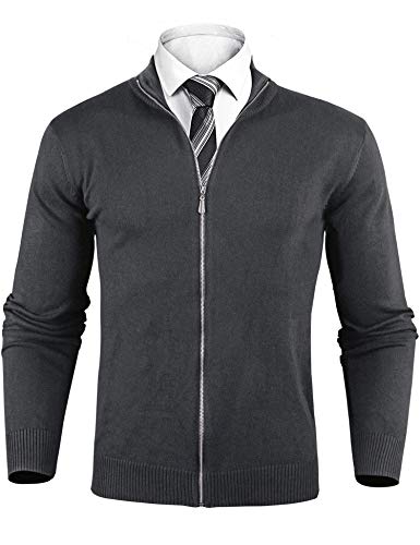 iClosam Cardigan da Uomo Casual Slim Leggero Maglione Maglia Waffle Sweater Pullover Giacca Coat con Zip Invernale
