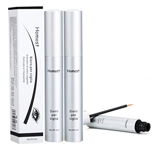 Siero Ciglia, Homost Siero Per Ciglia Eyelash Serum Enhancer Ciglia Nnaturali Sopracciglia Booster Enhancer per Ciglia Lunghe e Spesse e Sopracciglia, Formula Aggiornata Con Risultato Rapido (2 Pezzi)