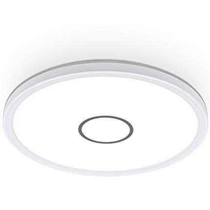 B.K.Licht Plafoniera LED ultra sottile, luce bianca naturale 4000K, 2400 Lm, LED integrati 18W, alta 2.8cm, diametro 29.3cm, lampada da soffitto moderna salotto o sala da pranzo, plastica IP20 230V