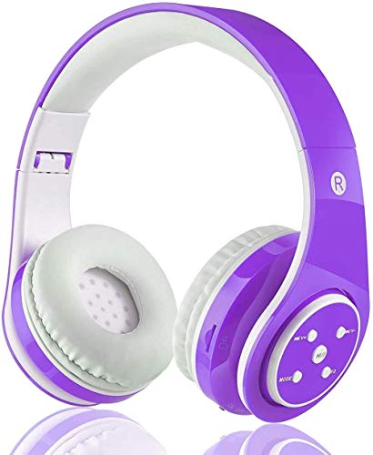 OXENDURE Wireless Bluetooth cuffie pieghevoli per bambini bambino leggero portatile auricolare con microfono Sport Cuffie Hi-Fi Audio Volume (Viola)