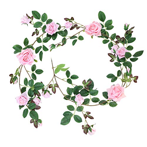 Hawesome 1.8M Sembra Reale Flanella Artificiale Rosa Viti Fiore Ghirlanda Decorazione Giardino Ideale per Matrimoni Feste