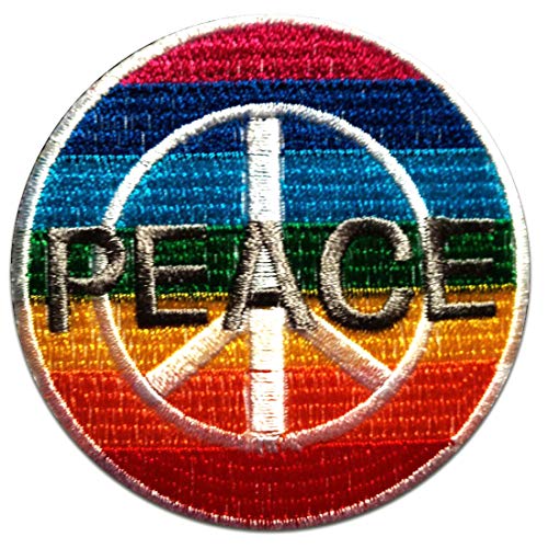 Toppe termoadesive - Peace Pace arcobaleno - colorato - Ø7,5cm - Patch Toppa ricamate Applicazioni Ricamata da cucire adesive
