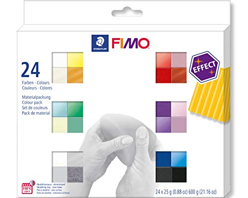 Staedtler C24-1ST FIMO Effect 8013 C24-1 - Pasta da Modellare, Si indurisce in Forno, 24 Colori