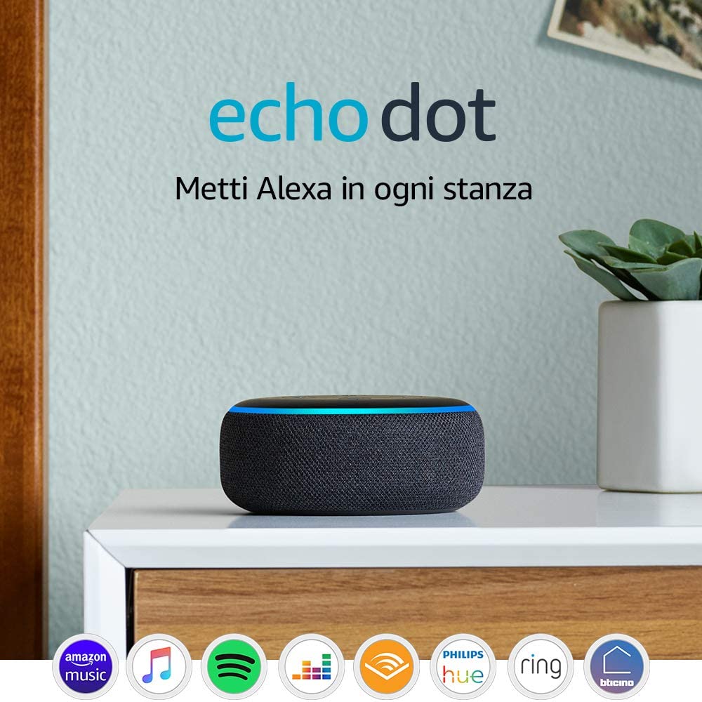 Echo Dot (3ª generazione) - Altoparlante intelligente con integrazione Alexa - Tessuto antracite