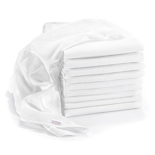 Mussola in Cotone Neonato - 10 pezzi - 80 x 80 cm - Qualità superiore - bianco, tessuto doppio, bordi rinforzati, Öko-Tex Standard 100, lavabili a 90° C