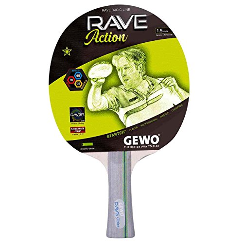 GEWO Rave Action konkav, Racchetta da Ping Pong Unisex-Adulto, Grigio Brillante, Taglia Unica