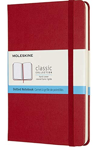 Moleskine Classic Notebook, Taccuino con Pagine Puntinate, Copertina Rigida e Chiusura ad Elastico, Formato Medium 11,5 x 18 cm, Colore Rosso Scarlatto, 208 Pagine