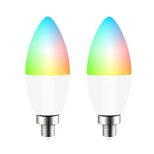 Lampadina Intelligente, ENKLEN Wifi Smart Lampadine E14 4,5W LED RGB dimmerabile 16 milioni di colori Nessun hub richiesto Controllo Vocale Funzione Timer con Alexa, Google Home, IFTTT, 2 Pack
