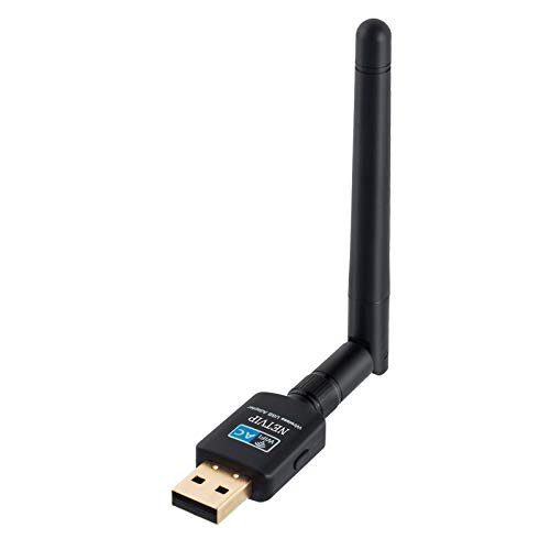 NETVIP Adattatore WiFi USB 600Mbps, 2dBi Antenna Dual Band(5G/433Mbps + 2.4G/150Mbps) Dongle Wireless Supporta con USB 2.0 per Laptop, PC Compatibile con Window XP / 7/8 /8.1/10/ Vista/Mac OS