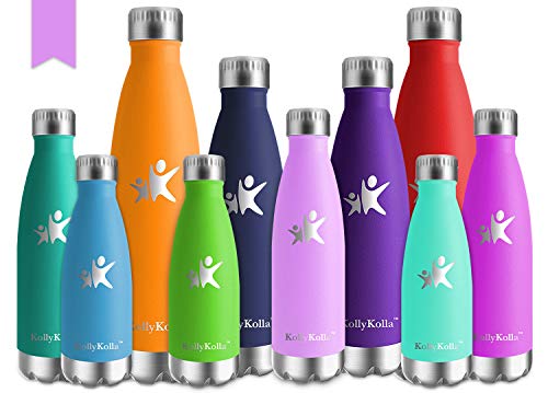 KollyKolla Bottiglia Acqua, Borraccia Termica in Acciaio Inox 500ml, Bottiglia Bambini Isolamento Sottovuoto a Doppia Parete, Bottiglia Sports Senza BPA per Escursionismo, Yoga, Bicicletta, Scuola