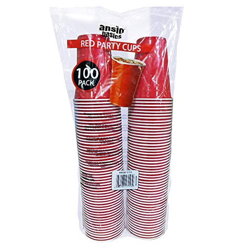 ANSIO Bicchieri monouso in plastica rossa per feste - Bicchieri monouso da 18 once (525 ml) per feste - Confezione da 100 bicchieri per feste