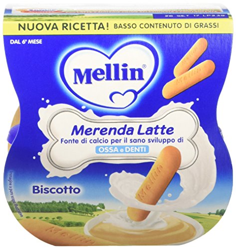 Mellin Merenda Latte e Biscotto - 12 Vasetti da 100 gr