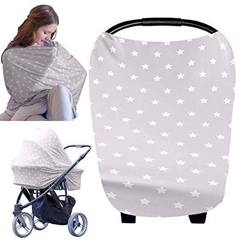 Tettoia Copri Seggiolino - Copertura Infermieristica per l'allattamento Al Seno - All-in-1 Morbido Traspirante Elastica Tettuccio per Seggiolino Auto per Bambini, Bambine, Ragazze (Starry Charm)