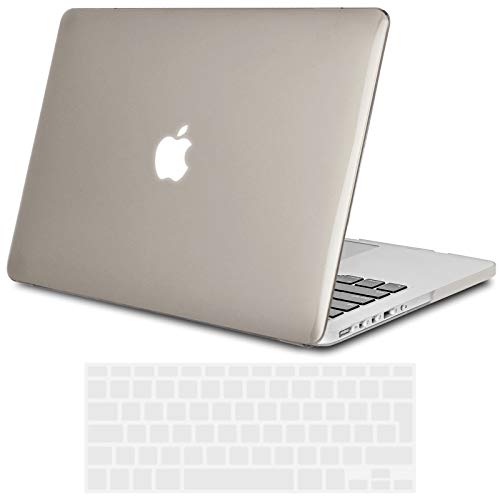 Custodia MacBook Pro 13 Retina Case,TECOOL Plastica Case Cover Rigida Copertina con Copertura Della Tastiera in silicone per MacBook Pro 13.3 pollici Retina (Modello: A1425 / A1502)- Cristallo Grigio