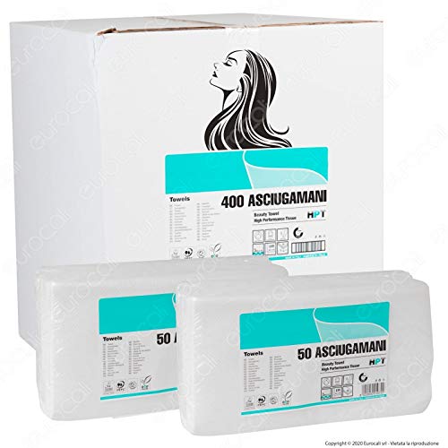 Eurocali 400 Asciugamani Monouso per Parrucchiere Estetista - Altissima qualità, 66 gr/mq, 40x80 cm, 100% Pura cellulosa Dermatologicamente Testato
