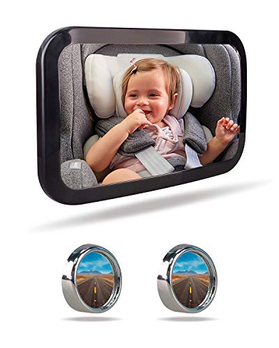 AOLEAD Specchietto Retrovisore Bambini, 360°Rotazione Specchio Auto Neonato con Due Specchi per Punti Ciechi