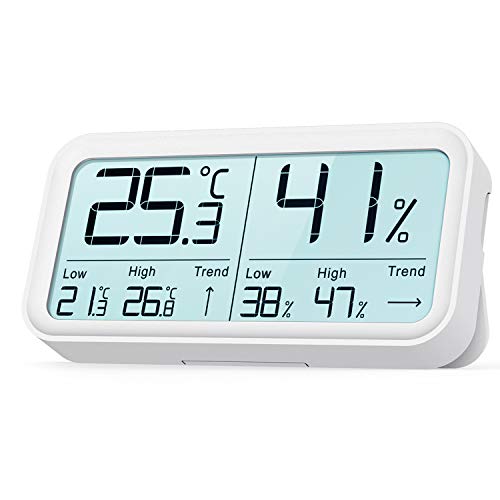 BFour Igrometro Termometro Digitale da Interni Termoigrometro per Casa Monitore di umidità e Temperatura Termoigrometro per Stanza Misura Metro Grande LCD Schermo Magnete Decorazione 1 Bianco