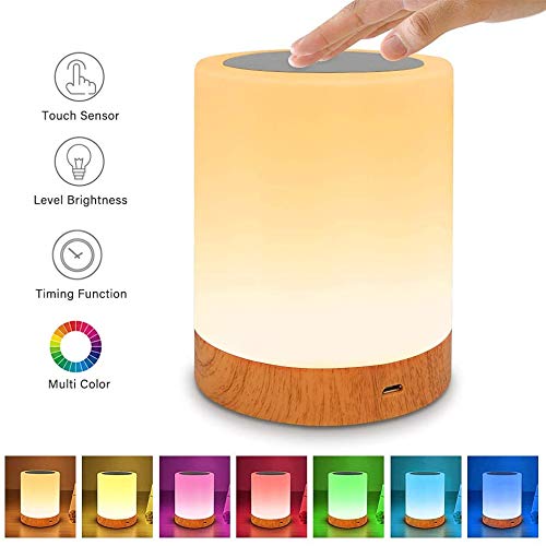 Lampade da Comodino Sensore Luce 7 colori Regolabile LED [Classe di efficienza energetica A] (7 Colori)