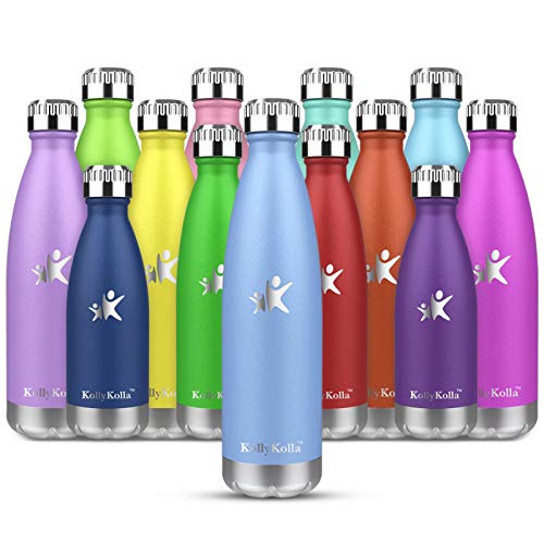 KollyKolla Bottiglia Acqua, Borraccia Termica in Acciaio Inox 500ml, Bottiglia Bambini Isolamento Sottovuoto a Doppia Parete, Bottiglia Sports Senza BPA per Escursionismo, Yoga, Bicicletta, Scuola