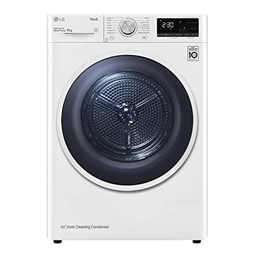 LG RH80V9AVHN Asciugatrice Smart a Carica Frontale 8 Kg, Classe A+++, Condensazione con Pompa di Calore, Wi-Fi con SmartThinQ, Eco Hybrid, Allergy Care, 60 x 69 x 85 cm - Bianco