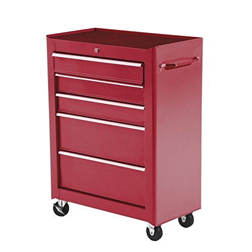 HOMCOM Carrello Porta Utensili Attrezzi Attrezzatura con Cassettiera Rosso 61.5 x 33 x 85cm