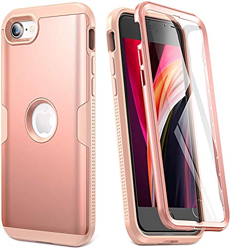 Cover per iPhone SE 2020 Custodia protettiva con protezione per lo schermo integrata resistente Copertura sottile antiurto adatta per iPhone SE 2020 Case per cellulare 4.7 pollici (2020) -rosa