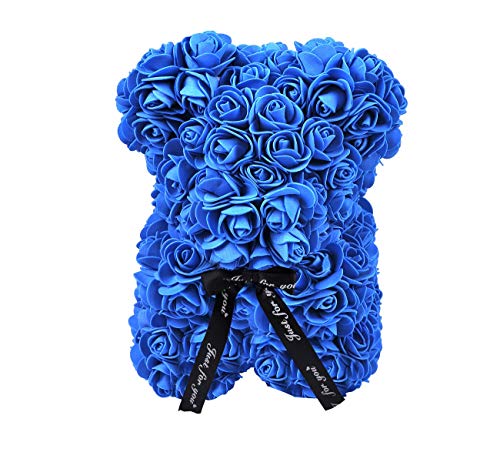 Creativo Rosa Orsetto Regalo Fatto a Mano Simpatico Sapone Rosa Orso costruito con Fiori Artificiali Giocattolo Orso per Regalo di Compleanno Regalo Speciale Blu
