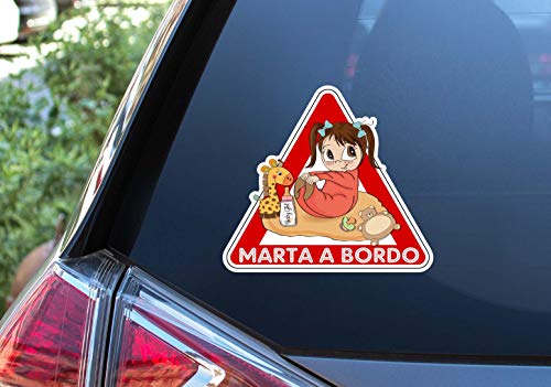 Adesivo in vinile per auto con bebè e bambina, motivo: Baby Girl on Board. Personalizado Nero