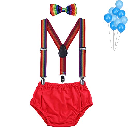 WELROG Ragazzi Vestito Smash Cake - Bretelle a Y regolabili/Bretelle e Papillon