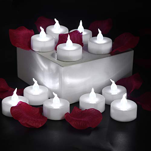 GPODER LED Candele da Tè 8 pcs Lumini da Tè, LED Candela con Batteria, Bianco Candele Tremolante per Decorazione di Esterno, Matrimonio, Natale