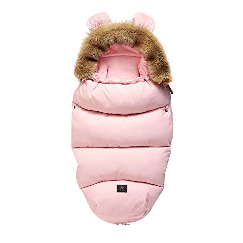 Drizzle Copertina Neonati Cotone Fasciante Baby Swaddle Coperta Indoor Outdoor Flanella Anti Kick Sacco a pelo per Bambino Impermeabile Caldo per Neonato 0-36 Mesi Trapunta per Bambino (Pink)