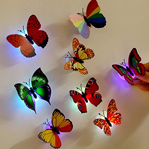 DIoFent 14 PCS Adesivo Giocattolo Decorazione Murale LED Farfalle di Notte per Il Festival di Festa di Compleanno di Nozze 5,7 Centimetri * 6,7 Centimetri Multi Color