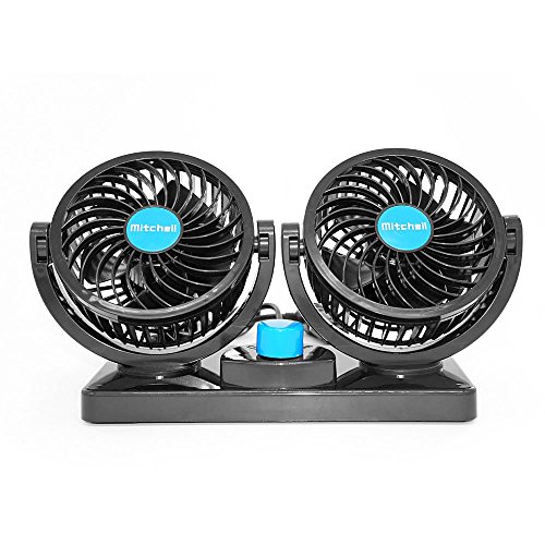 Xcellent Global Doppio Mini Ventilatore Rotante per Auto 12V Silenzioso con Design Salva Bimbo AT015